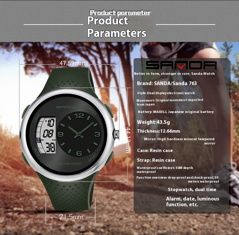 Sanda 763 Multifunctional Luminous Outdoor Sports Watch For Men