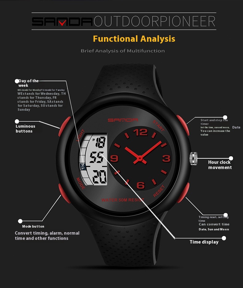 Sanda 763 Multifunctional Luminous Outdoor Sports Watch For Men