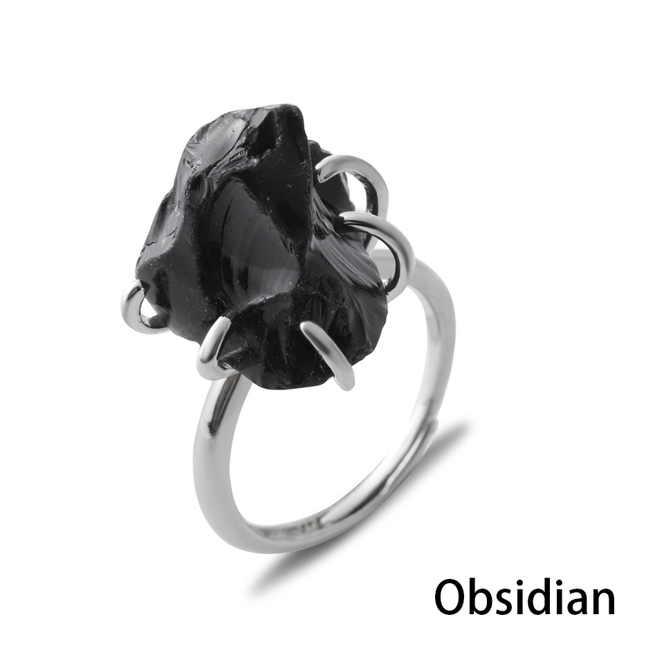 Six-claw Natural Stone Crystal Ring