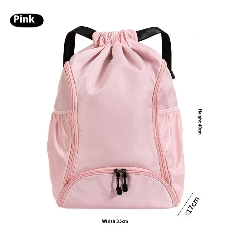 Large Capacity Sports Backpack Multifunctional Training Fitness Drawstring Bag - Pink