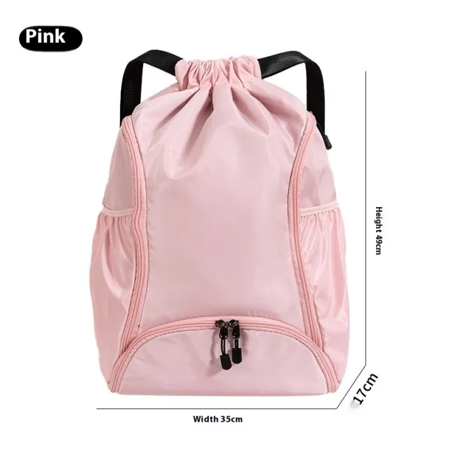 Large Capacity Sports Backpack Multifunctional Training Fitness Drawstring Bag Pink - Shop at LoveMi