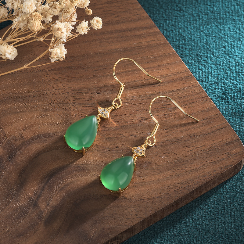 Fashion Natural Chalcedony Tassel Earrings For Women