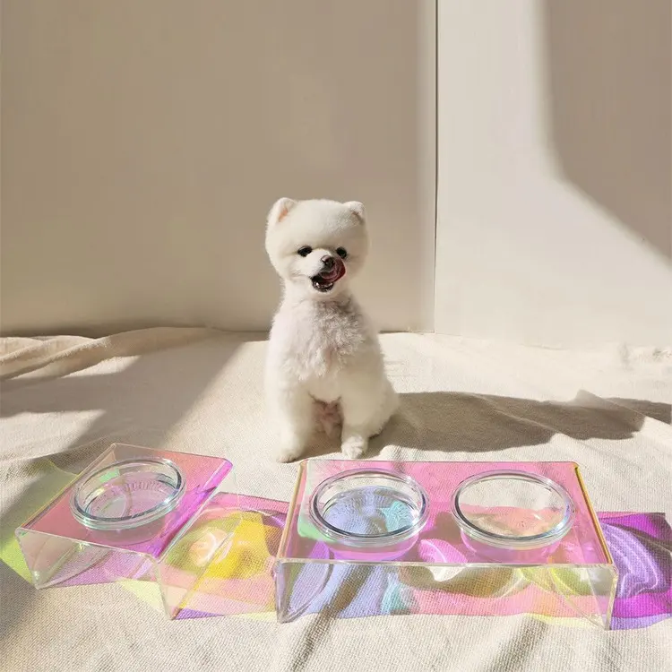 Acrylic Pet Dazzling Bowl Food Basin Small Dog