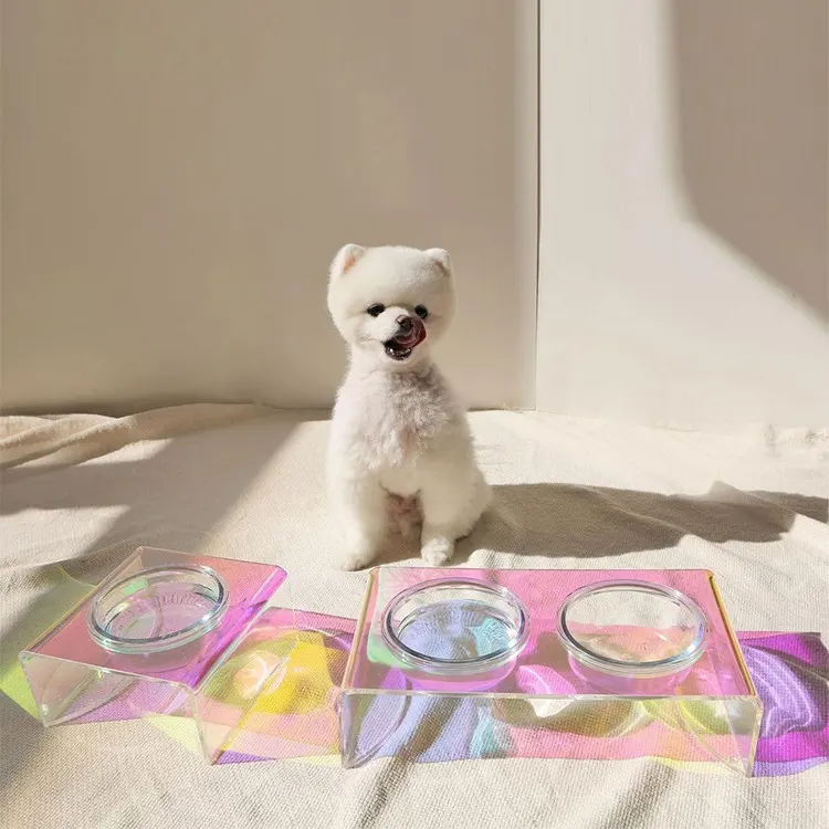 Acrylic Pet Dazzling Bowl Food Basin Small Dog