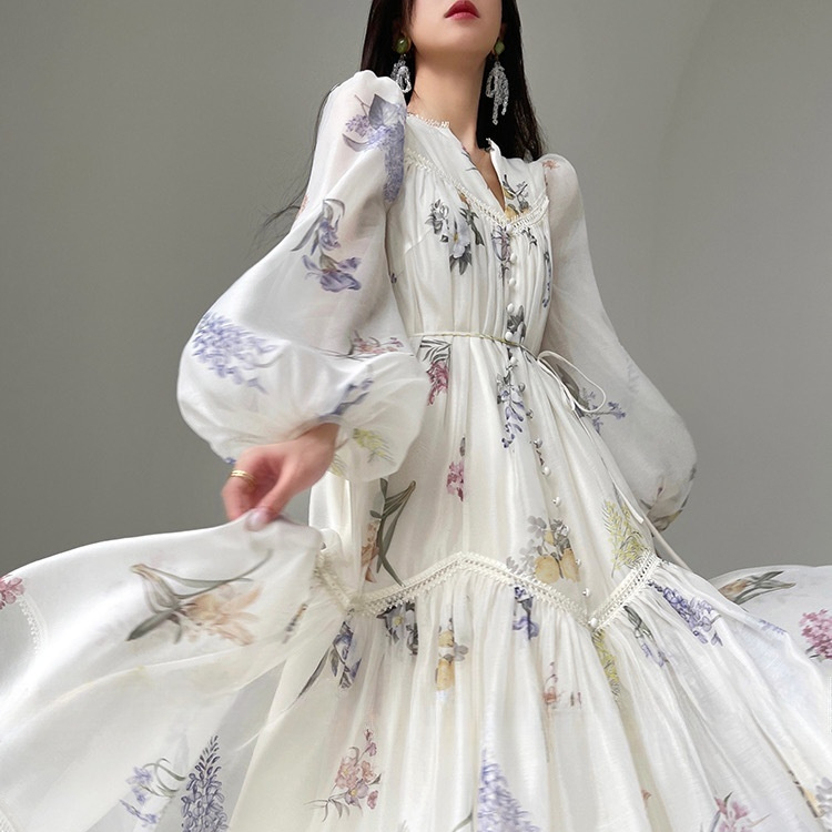 Women's Large Swing Skirt Printed Dress