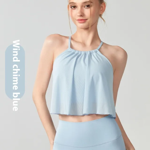 Mesh Yoga Clothes Vest Women's Outer Wear Sling Blue - Shop at LoveMi