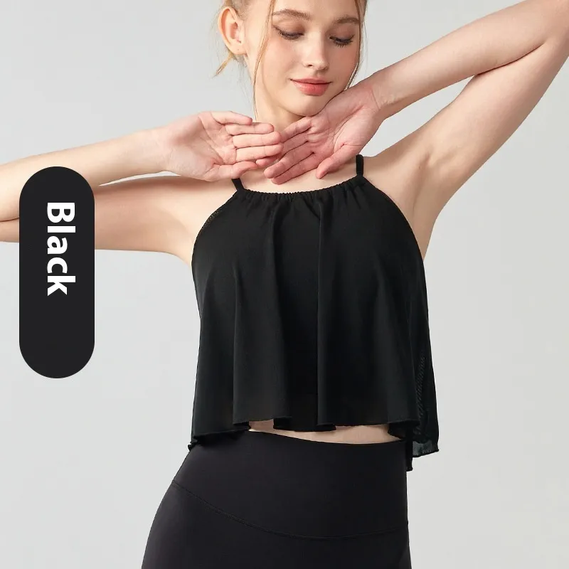 Mesh Yoga Clothes Vest Women's Outer Wear Sling - Black
