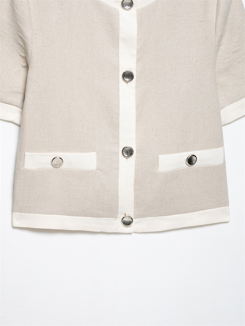 Linen Blended Short Sleeve Suit Coat