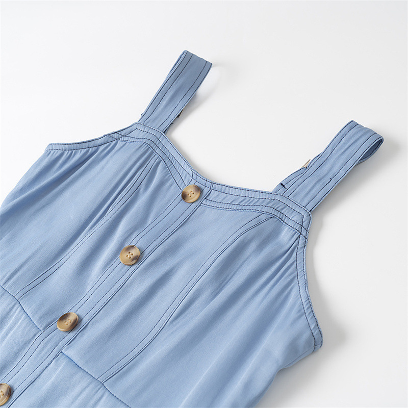 Single-breasted Mid-length Slim Fit Denim Dress