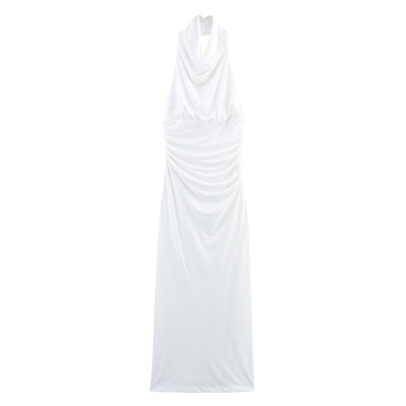 Women's European And American Backless Hanging Collar Sleeveless Dress