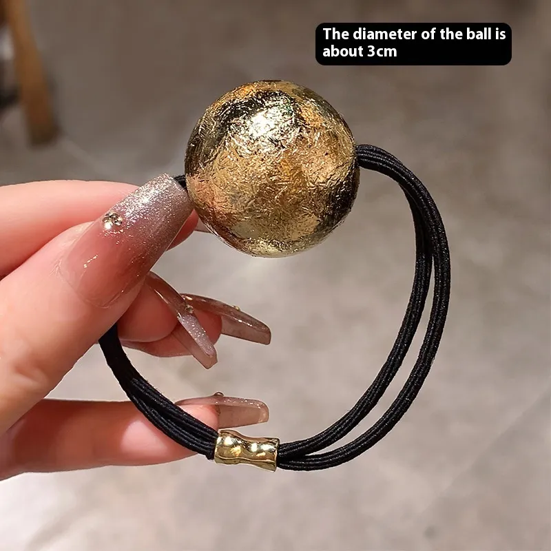 Ball Rubber Band Hair Ring Headdress - Gold