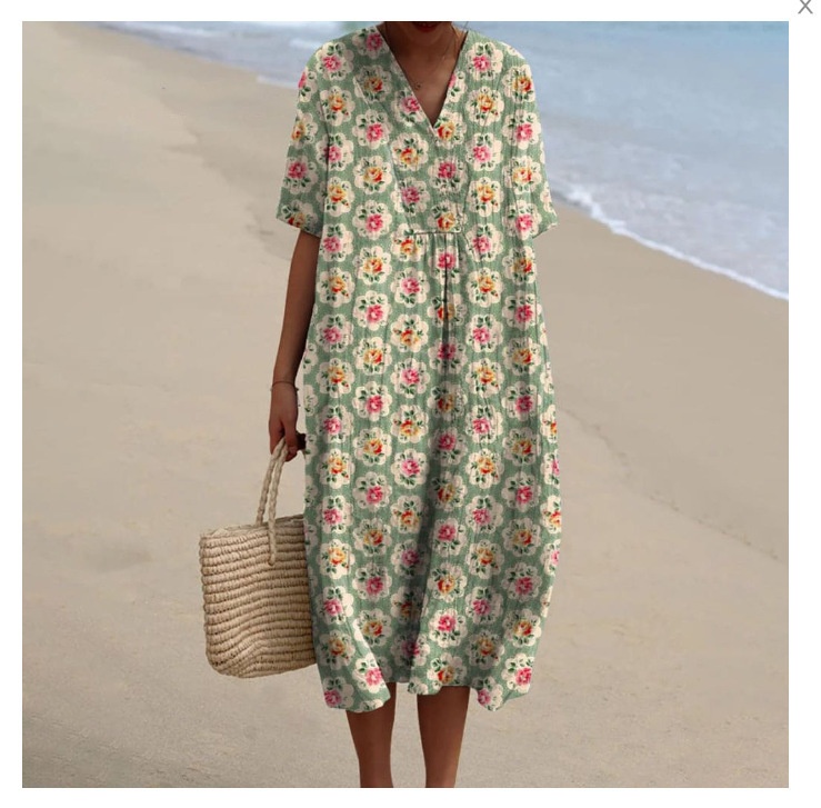 3D Printed Round Neck Pullover Patchwork Women's Dress Style123467586 - Shop at LoveMi