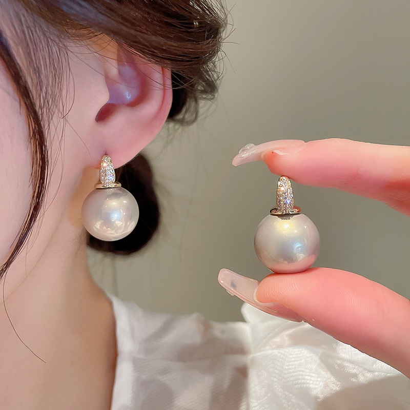 Zircon Pearl Ear Clip Earrings For Women