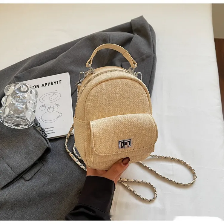 Korean Style Solid Colour High-end British Casual Backpack - Khaki