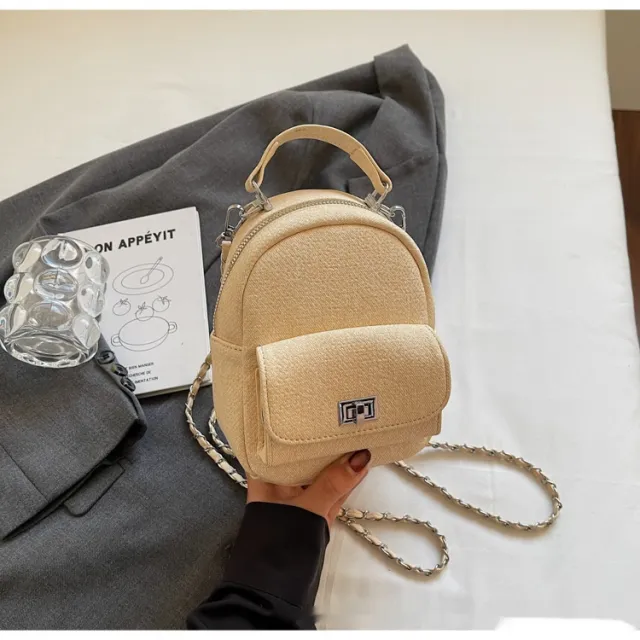 Korean Style Solid Color High end British Casual Backpack Khaki - Shop at LoveMi
