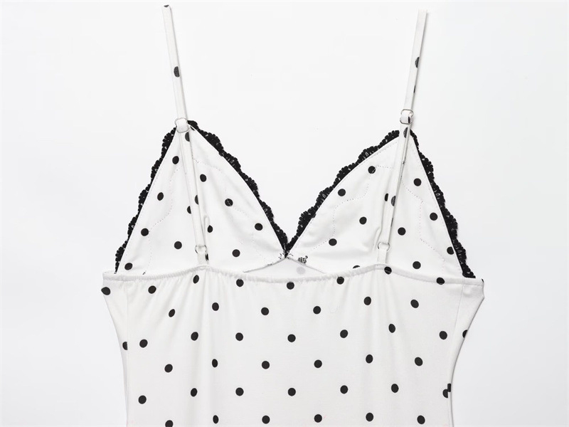 Polka Dot Elegant Slim Fit V-neck Strap Long Dress