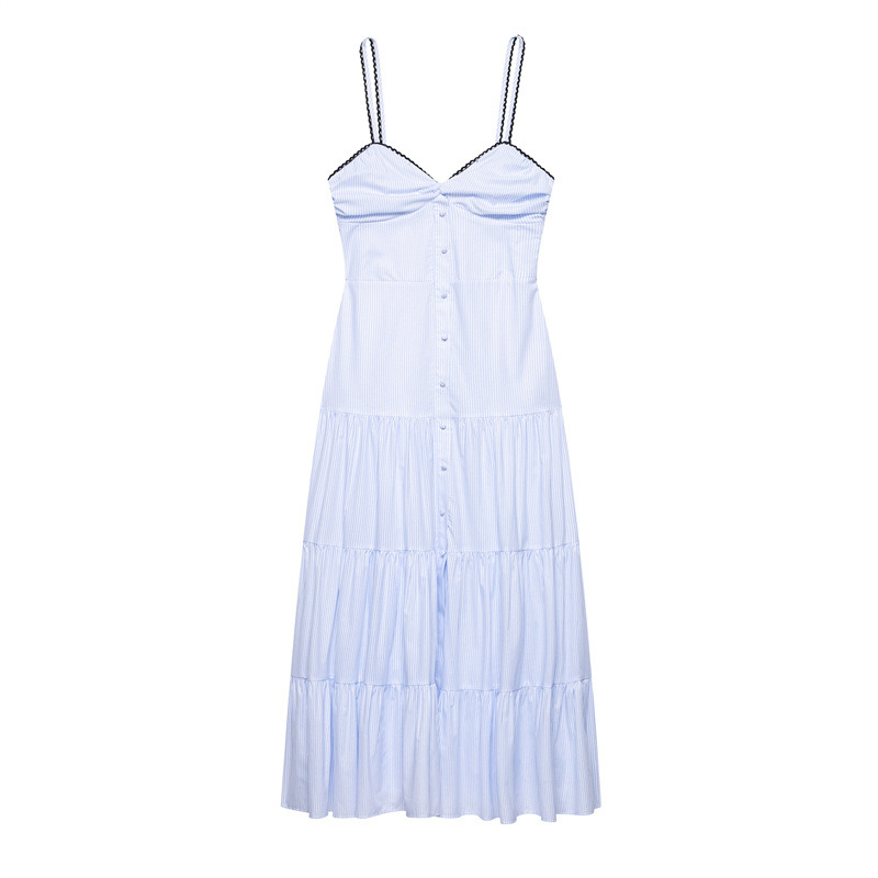 Summer Stripes Sleeveless Sling Dress Picture Color 2 - Shop at LoveMi