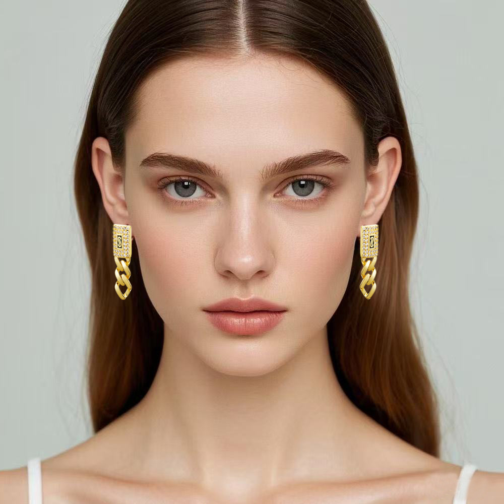 Eardrops Micro Inlaid Zircon Female Stud Earrings