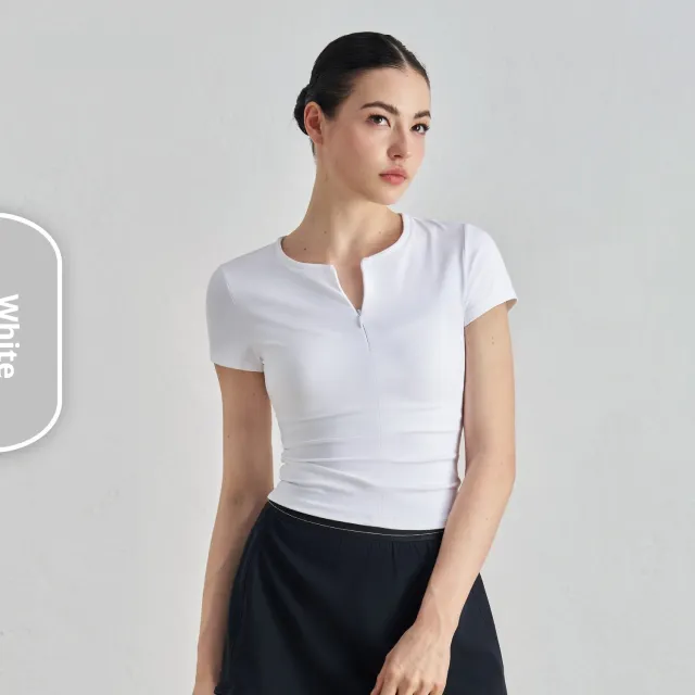 Slim Fit Slimming Yoga Short Sleeve High grade Tight Waist Inner Sports T shirt Round Neck Workout Top White - Shop at LoveMi
