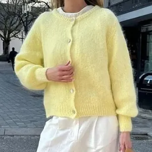 Round Neck Single breasted Cardigan Women's Sweater Yellow - Shop at LoveMi