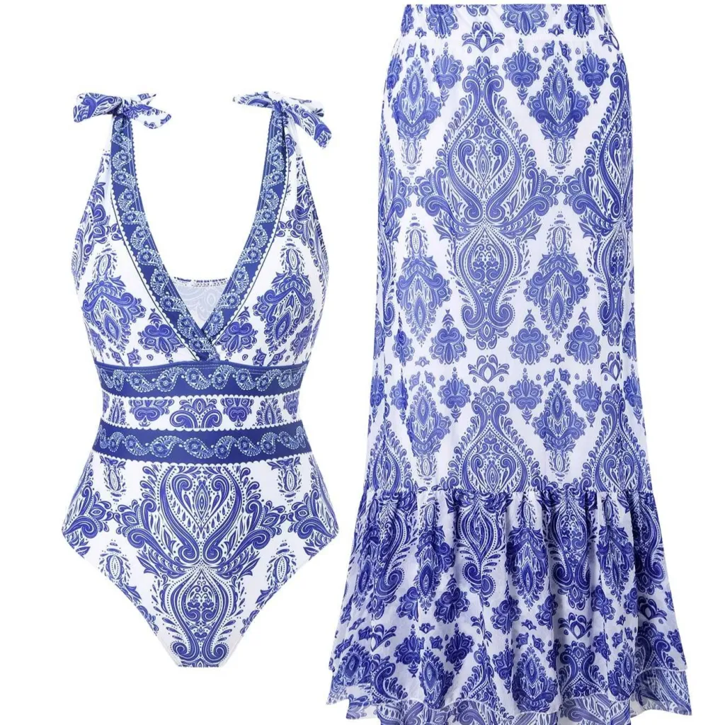 Ethnic Style One-piece Swimsuit For Women Beach Suit - Color 4-Xl
