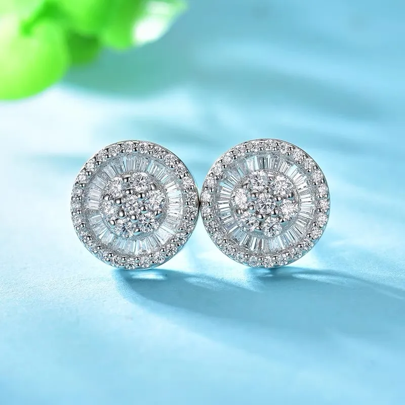 Big Round Zircon-encrusted Stud Earrings