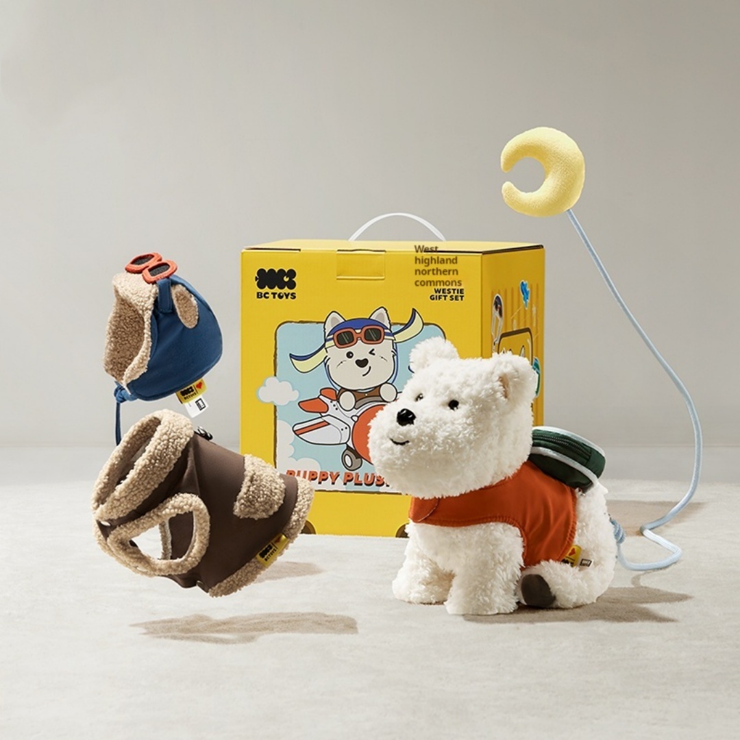 Babycare West Highland Gift Box Plush Toy Puppy Dog Baby Birthday Present — foto 3
