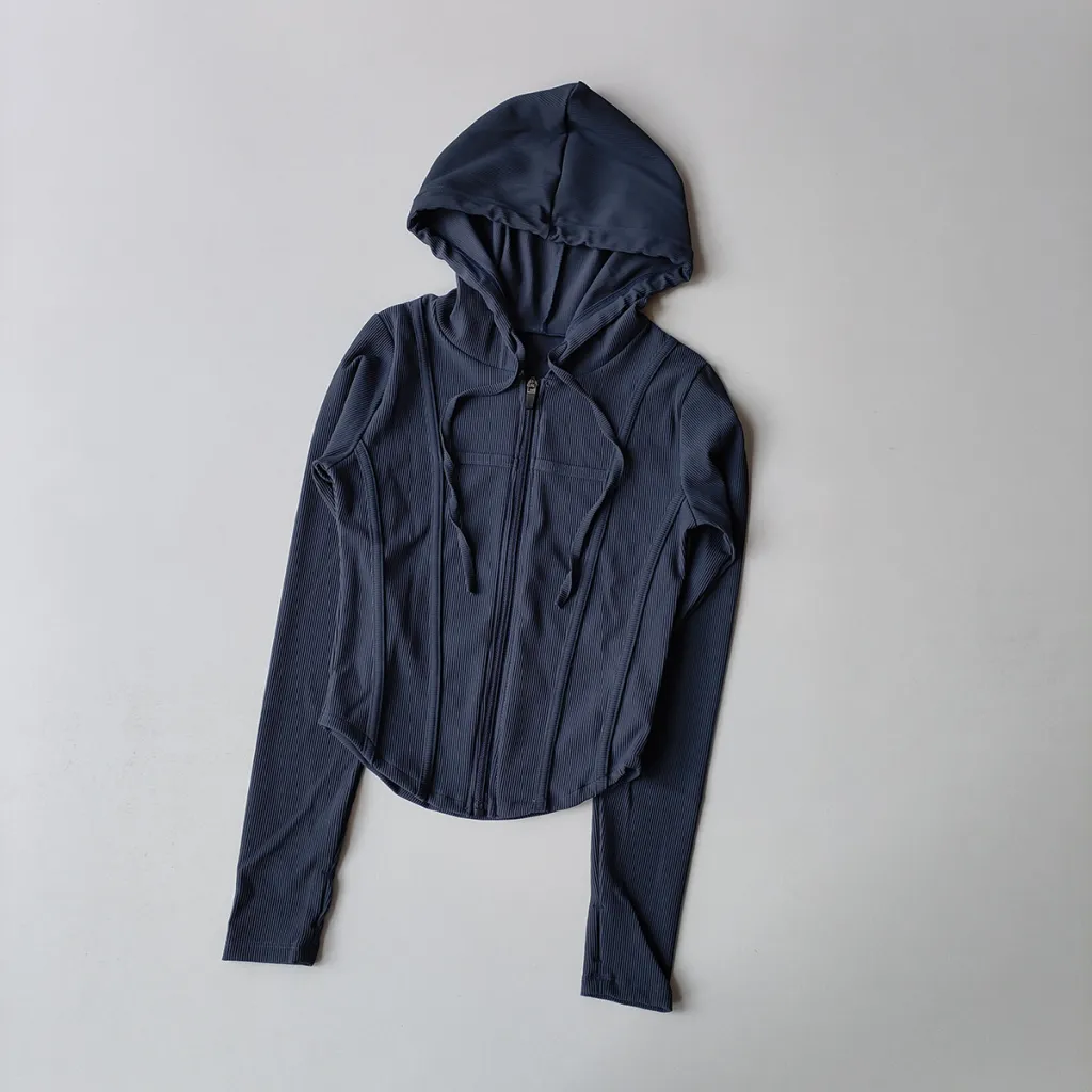 Women's Workout Clothes Sports Top Running Jacket - Dark Blue