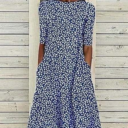 Summer New Mid waist Women's Round Neck 3D Printing Dress Xklyqsx2757 - Shop at LoveMi