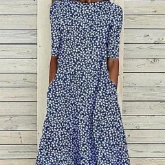 Summer New Mid-waist Women's Round Neck 3D Printing Dress - Xklyqsx2757-3Xl - View 1