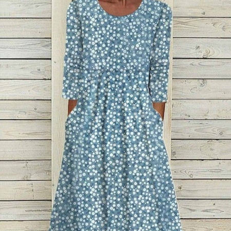 Summer New Mid waist Women's Round Neck 3D Printing Dress Xklyqsx2755 3Xl - Shop at LoveMi