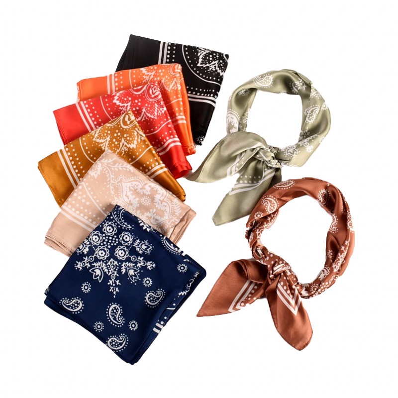 Vintage Paisley Flower Satin Plain Scarf