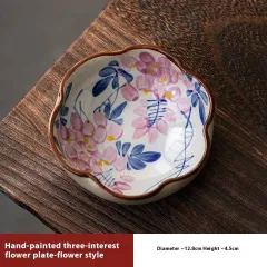 Blue And White Underglaze Household Plate Sauce Dishes Retro Dessert Fruit Dish - Flowers And Plants - View 1