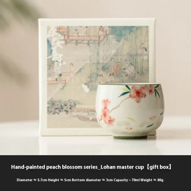 Peach Blossom Hand painted Master Cup Single Cup end Rohan Gift Box - Shop at LoveMi