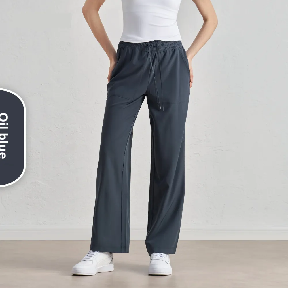 Pleated Baggy Straight Trousers Widened High Waist Wide Leg Drawstring Paratrooper Pants