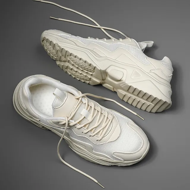 Students Increase Thick soled Comfortable And Versatile Running Shoes Beige - Shop at LoveMi