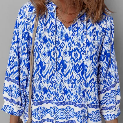 Blue Bohemian Print Leading Shirt Viscose Blue - Shop at LoveMi