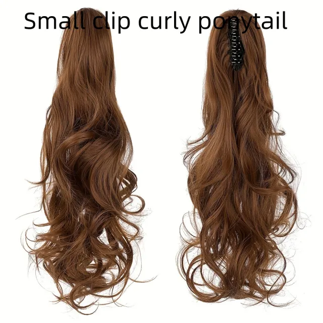 Big Hair Claws Wavy Women's Long Curly Hair High Ponytail Wig Small Jaw Clip Light Brown - Shop at LoveMi