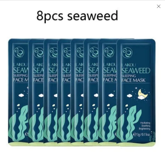 Facial Moisturizing Seaweed Sleeping Mask Blue 8Pcs - Shop at LoveMi