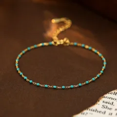 925 Sterling Silver Beanie Bracelet For Women - Brs2746 Golden Green - View 1