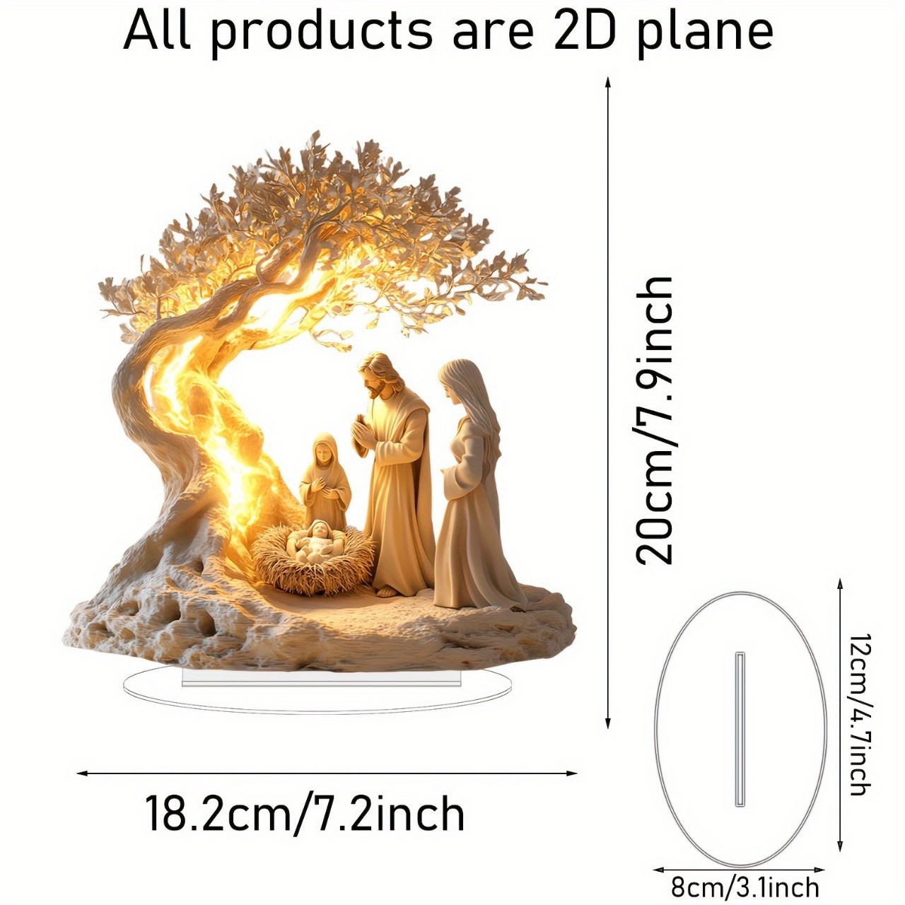 Jesus Tree of Life Acrylic Ornament dimensions