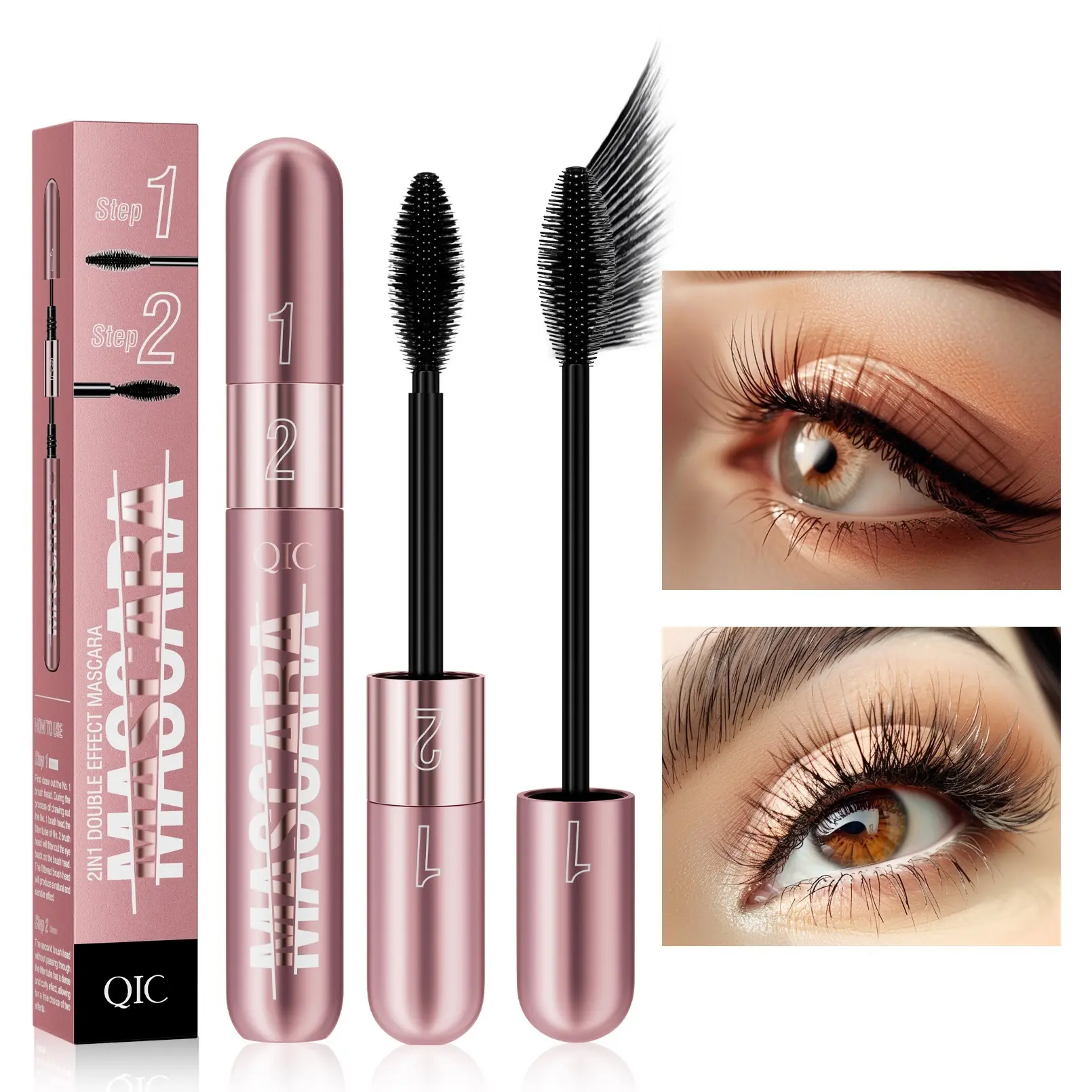 Rose Gold Mascara Double Effect Lengthening Thick Curl Waterproof Not Smudge