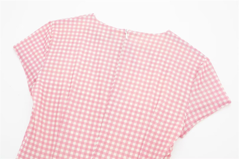 Fashion Ladies Small Plaid Bowknot Decoration Dress