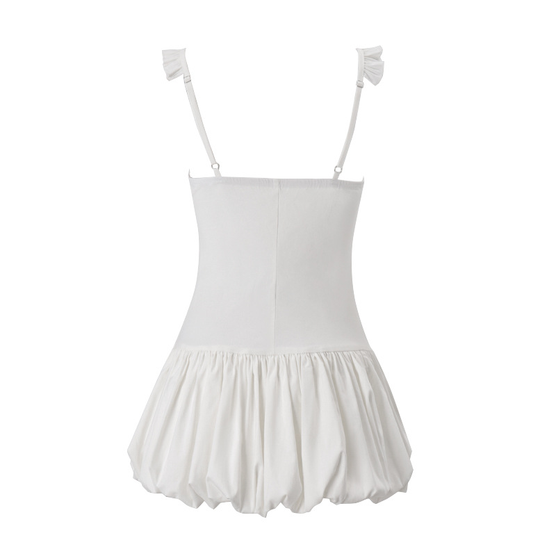 Pure Desire Style U-collar Slim-fit Wooden Ear Tulle Tutu Dress