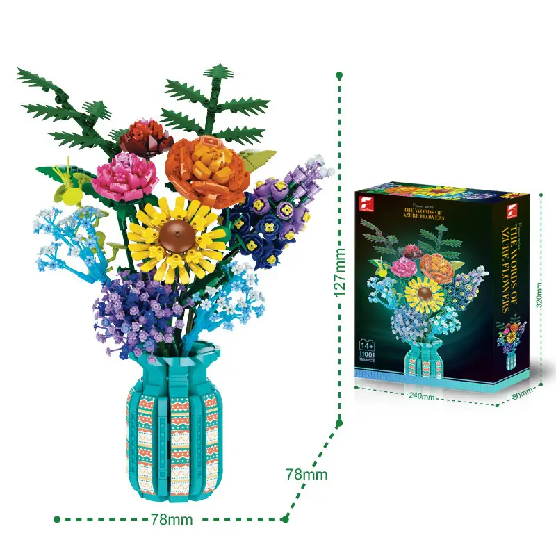 Rose Bouquet Assembly Model With Bottle