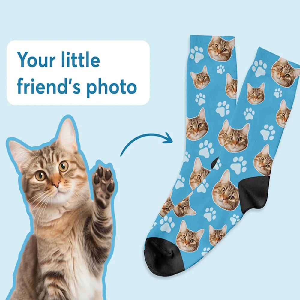 Personalized Custom Pet Head Print Socks for Dog Cat