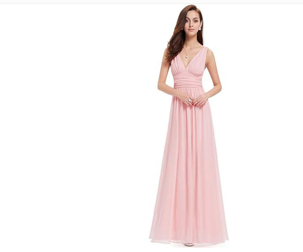 Extra Large V neck Bridesmaid Evening Party High Waist Dress Pink - Shop at LoveMi