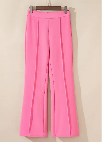 Sachet High Waist Central Seam Flared Pants Pink - Shop at LoveMi