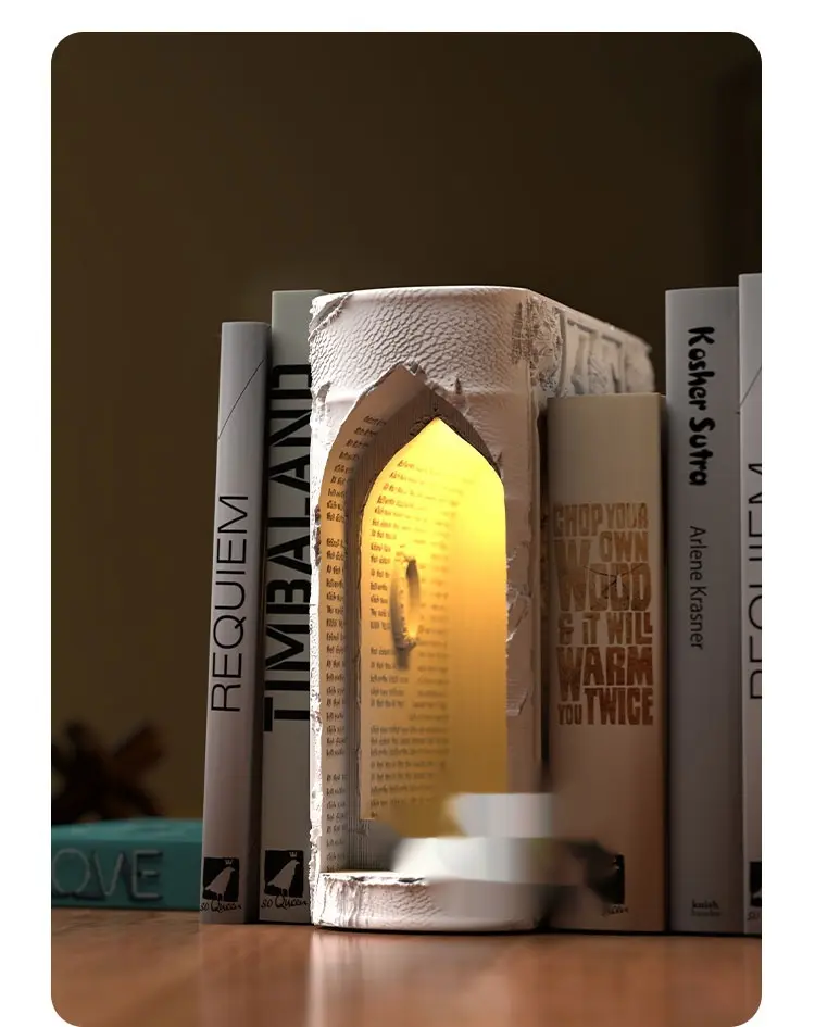 Magic Book Gypsum Table Lamp Bedroom Bedside Ornament
