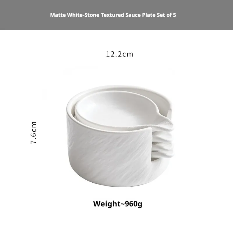 Minimalist Creative Sauce Dish Good-looking Household - Frosted White 5 Pieces Set